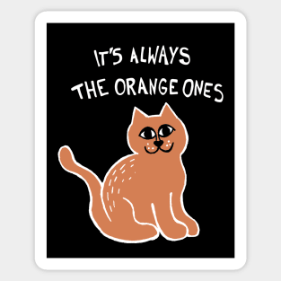 It's Always The Orange Ones Meme Cat (White) Sticker